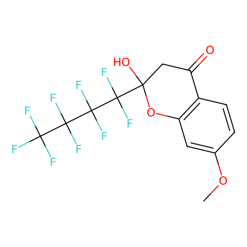 2-hydroxy-7-methoxy-2-(nonafluorobutyl)-2,3-dihydro-4H-chromen-4-one structure