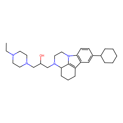 1-(8-cyclohexyl-1,2,3a,4,5,6-hexahydro-3H-pyrazino[3,2,1-jk]carbazol-3-yl)-3-(4-ethylpiperazin-1-yl)propan-2-ol structure