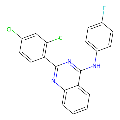 2-(2,4-dichlorophenyl)-N-(4-fluorophenyl)quinazolin-4-amine structure