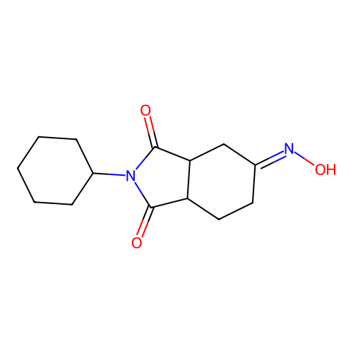 2-cyclohexyl-5-(hydroxyimino)hexahydro-1H-isoindole-1,3(2H)-dione structure