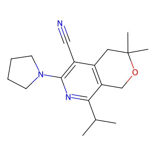 3,3-DIMETHYL-8-(PROPAN-2-YL)-6-(PYRROLIDIN-1-YL)-1H,3H,4H-PYRANO[3,4-C]PYRIDINE-5-CARBONITRILE structure