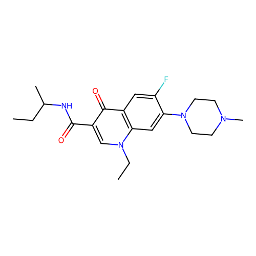 N-butan-2-yl-1-ethyl-6-fluoro-7-(4-methylpiperazin-1-yl)-4-oxo-quinoline-3-carboxamide structure