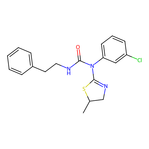 1-(3-chlorophenyl)-1-(5-methyl-4,5-dihydrothiazol-2-yl)-3-phenethylurea structure