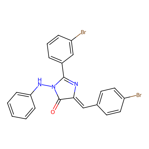 3-anilino-2-(3-bromophenyl)-5-[(4-bromophenyl)methylidene]imidazol-4-one structure