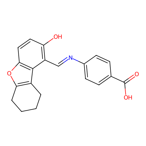4-[(2-oxo-6,7,8,9-tetrahydrodibenzofuran-1-ylidene)methylamino]benzoic Acid structure