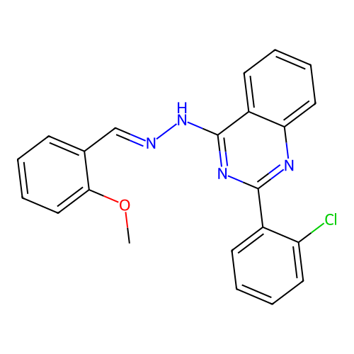 2-(2-chlorophenyl)-4-[(2E)-2-(2-methoxybenzylidene)hydrazinyl]quinazoline structure