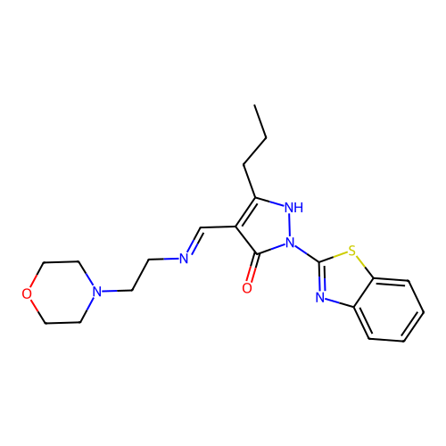 (4E)-2-(1,3-benzothiazol-2-yl)-4-[(2-morpholin-4-ylethylamino)methylidene]-5-propylpyrazol-3-one structure