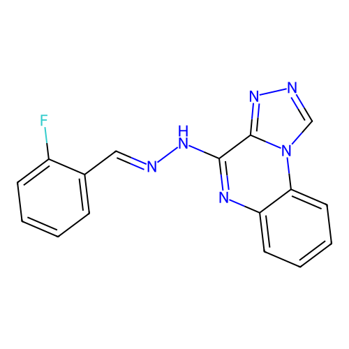 4-[(2E)-2-(2-fluorobenzylidene)hydrazinyl][1,2,4]triazolo[4,3-a]quinoxaline structure