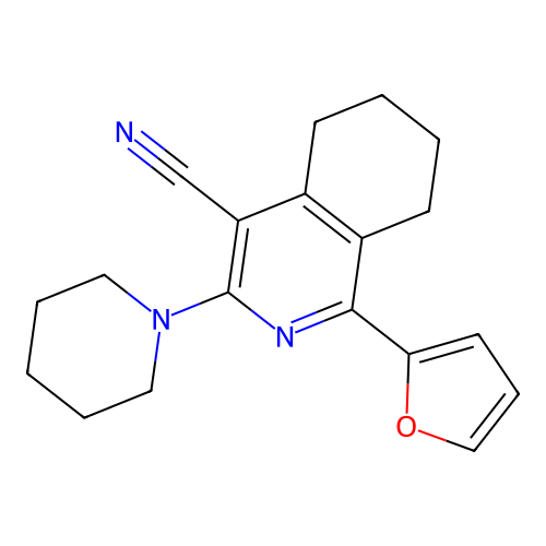 1-(Furan-2-yl)-3-(piperidin-1-yl)-5,6,7,8-tetrahydroisoquinoline-4-carbonitrile structure