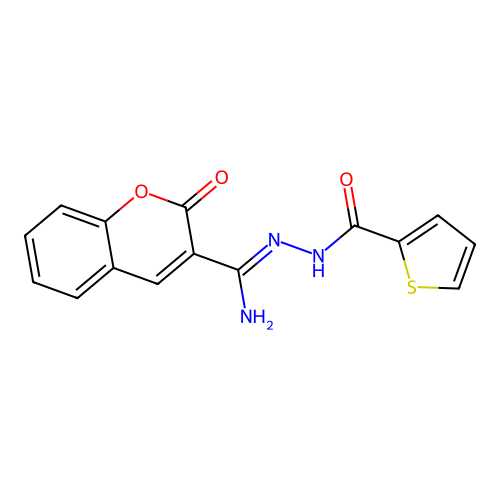 2-oxo-N'-(thiophen-2-ylcarbonyl)-2H-chromene-3-carbohydrazonamide structure