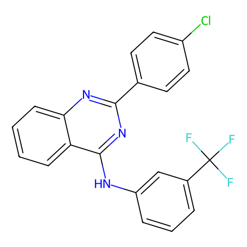 2-(4-chlorophenyl)-N-[3-(trifluoromethyl)phenyl]quinazolin-4-amine structure