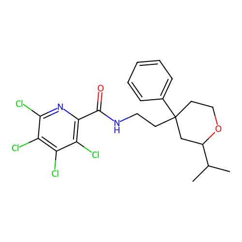 3,4,5,6-tetrachloro-N-(2-(2-isopropyl-4-phenyltetrahydro-2H-pyran-4-yl)ethyl)picolinamide structure