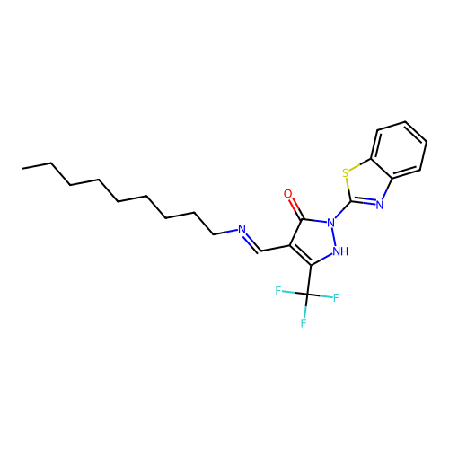 2-(1,3-benzothiazol-2-yl)-4-[(nonylamino)methylidene]-5-(trifluoromethyl)pyrazol-3-one structure