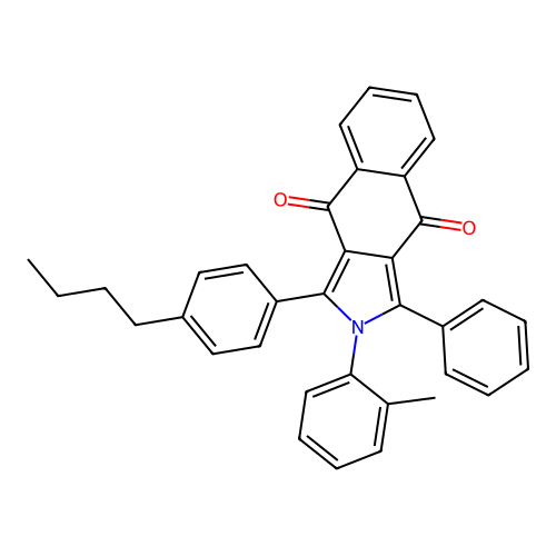 1-(4-butylphenyl)-2-(2-methylphenyl)-3-phenyl-2H-benzo[f]isoindole-4,9-dione structure