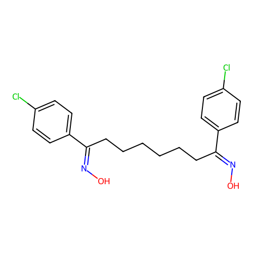 (1E,8E)-1,8-bis(4-chlorophenyl)-N,N'-dihydroxyoctane-1,8-diimine structure