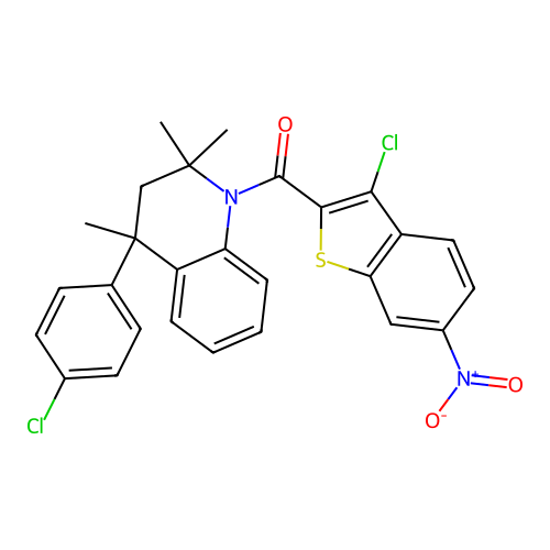(3-chloro-6-nitro-1-benzothiophen-2-yl)[4-(4-chlorophenyl)-2,2,4-trimethyl-3,4-dihydroquinolin-1(2H)-yl]methanone structure
