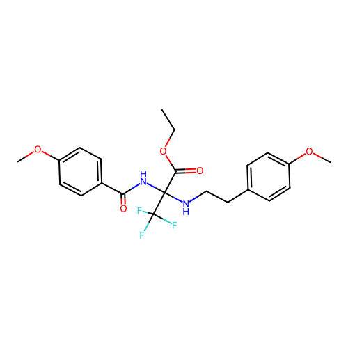 Ethyl 3,3,3-trifluoro-2-[(4-methoxybenzoyl)amino]-2-[2-(4-methoxyphenyl)ethylamino]propanoate structure