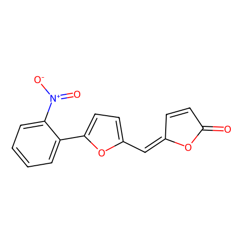 (E)-5-((5-(2-nitrophenyl)furan-2-yl)methylene)furan-2(5H)-one structure