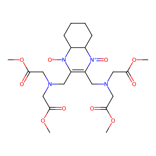 2,3-bis((bis(2-methoxy-2-oxoethyl)amino)methyl)-4a,5,6,7,8,8a-hexahydroquinoxaline 1,4-dioxide structure