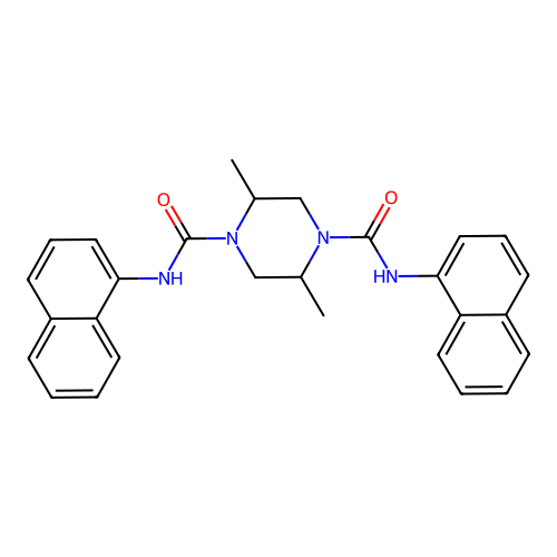 2,5-dimethyl-N,N'-di(naphthalen-1-yl)piperazine-1,4-dicarboxamide structure