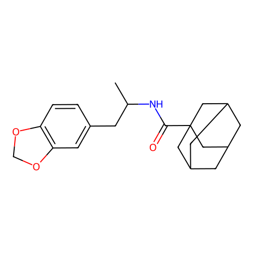 (3r,5r,7r)-N-(1-(benzo[d][1,3]dioxol-5-yl)propan-2-yl)adamantane-1-carboxamide structure