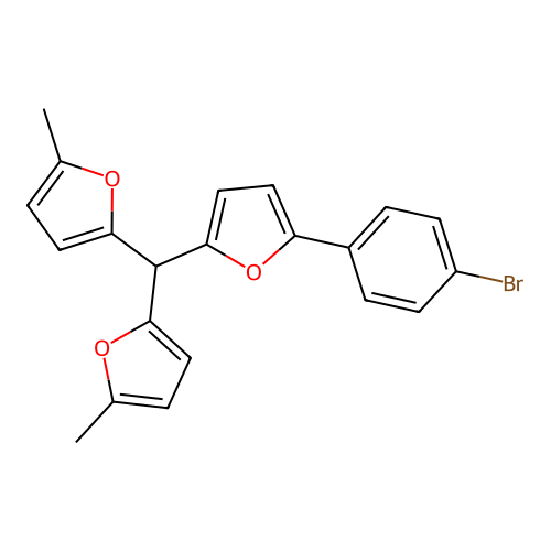 2-[Bis(5-methylfuran-2-yl)methyl]-5-(4-bromophenyl)furan structure