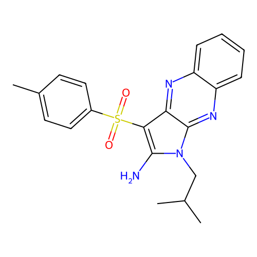 1-isobutyl-3-tosyl-1H-pyrrolo[2,3-b]quinoxalin-2-amine structure