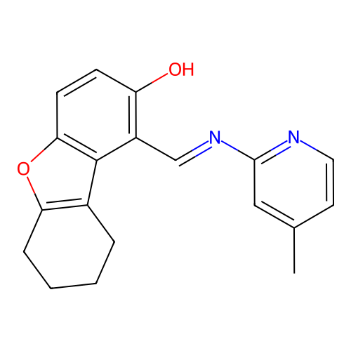 1-{[(E)-4-Methyl-pyridin-2-ylimino]-methyl}-6,7,8,9-tetrahydro-dibenzofuran-2-ol structure