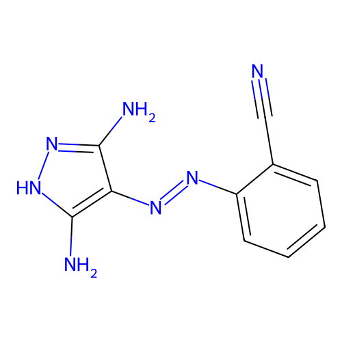 2-[(E)-(3,5-diamino-1H-pyrazol-4-yl)diazenyl]benzonitrile structure
