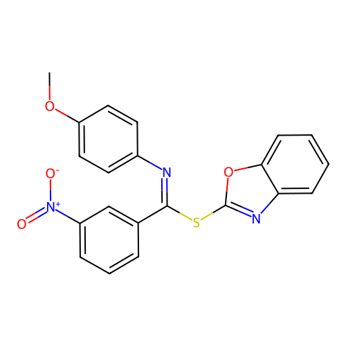 1,3-benzoxazol-2-yl N-(4-methoxyphenyl)-3-nitrobenzenecarbimidothioate structure