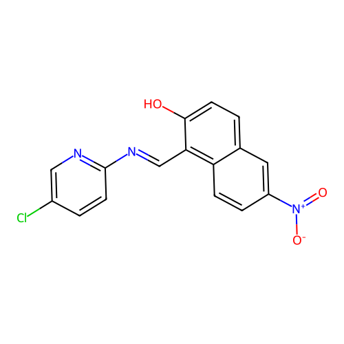 1-{(E)-[(5-chloropyridin-2-yl)imino]methyl}-6-nitronaphthalen-2-ol structure