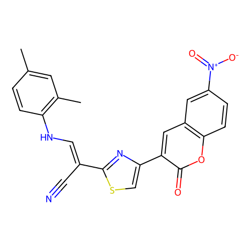 3-((2,4-dimethylphenyl)amino)-2-(4-(6-nitro-2-oxo-2H-chromen-3-yl)thiazol-2-yl)acrylonitrile structure