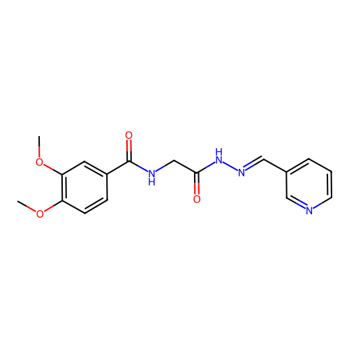 (E)-3,4-dimethoxy-N-(2-oxo-2-(2-(pyridin-3-ylmethylene)hydrazinyl)ethyl)benzamide structure