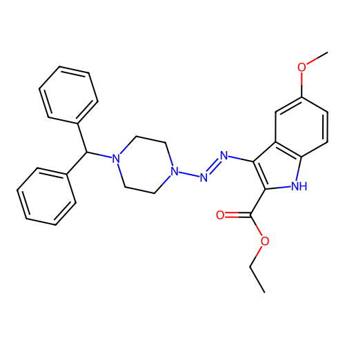 ethyl (3Z)-3-[(4-benzhydrylpiperazin-1-yl)hydrazinylidene]-5-methoxyindole-2-carboxylate structure