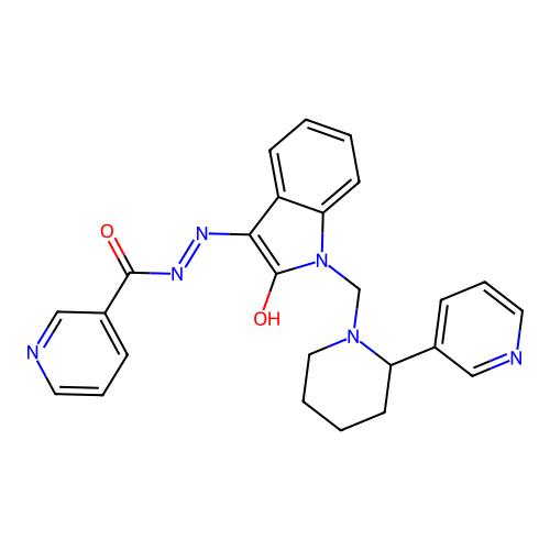 (E)-N'-(2-oxo-1-((2-(pyridin-3-yl)piperidin-1-yl)methyl)indolin-3-ylidene)nicotinohydrazide structure