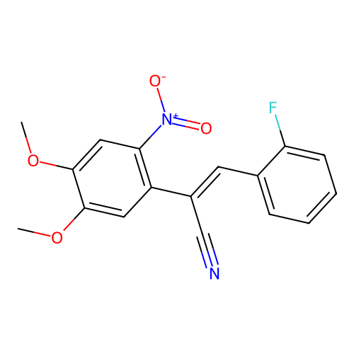 (2Z)-2-(4,5-dimethoxy-2-nitrophenyl)-3-(2-fluorophenyl)prop-2-enenitrile structure