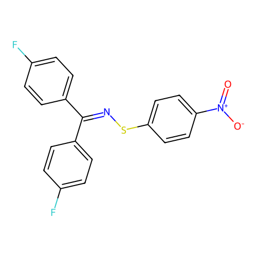 1,1-bis(4-fluorophenyl)-N-[(4-nitrophenyl)sulfanyl]methanimine structure