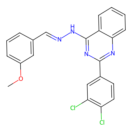 2-(3,4-dichlorophenyl)-4-[(2E)-2-(3-methoxybenzylidene)hydrazinyl]quinazoline structure