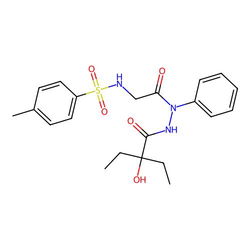 N-[2-(N-[(2-ethyl-2-hydroxybutanoyl)amino]anilino)-2-oxoethyl]-4-methylbenzenesulfonamide structure
