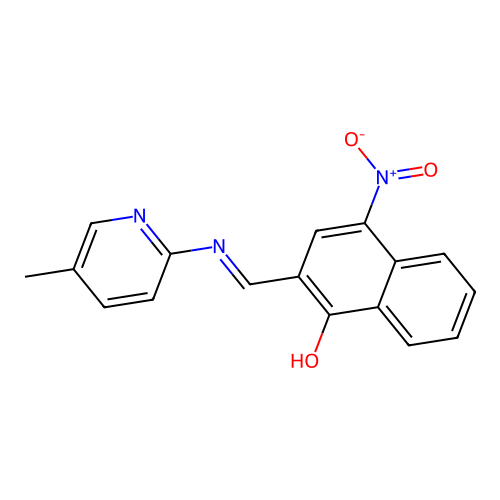 2-{(E)-[(5-methylpyridin-2-yl)imino]methyl}-4-nitronaphthalen-1-ol structure