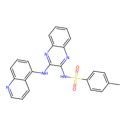 4-methyl-N-(3-(quinolin-5-ylamino)quinoxalin-2-yl)benzenesulfonamide structure