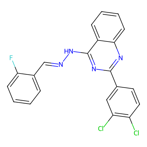 2-(3,4-dichlorophenyl)-4-[(2E)-2-(2-fluorobenzylidene)hydrazinyl]quinazoline structure