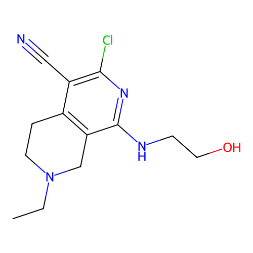 3-Chloro-7-ethyl-1-(2-hydroxy-ethylamino)-5,6,7,8-tetrahydro-[2,7]naphthyridine-4-carbonitrile structure