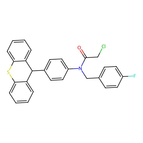 2-chloro-N-(4-fluorobenzyl)-N-[4-(9H-thioxanthen-9-yl)phenyl]acetamide structure
