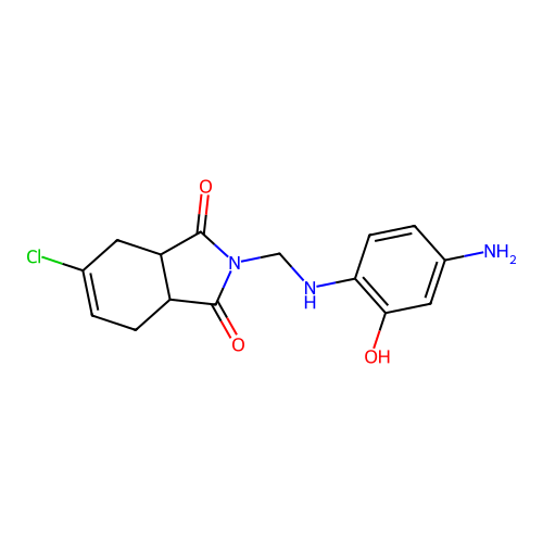 2-[(4-amino-2-hydroxyanilino)methyl]-5-chloro-3a,4,7,7a-tetrahydroisoindole-1,3-dione structure