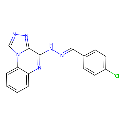 4-[(2E)-2-(4-chlorobenzylidene)hydrazinyl][1,2,4]triazolo[4,3-a]quinoxaline structure