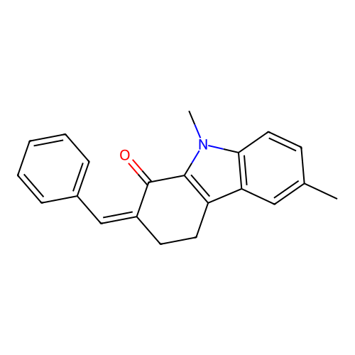(2Z)-2-benzylidene-6,9-dimethyl-2,3,4,9-tetrahydro-1H-carbazol-1-one structure