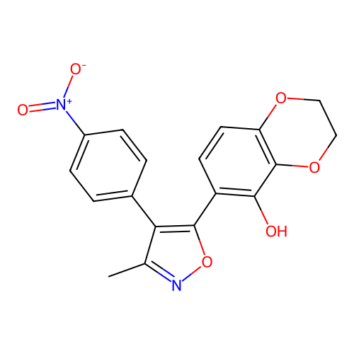 6-[3-Methyl-4-(4-nitrophenyl)-1,2-oxazol-5-yl]-2,3-dihydro-1,4-benzodioxin-5-ol structure