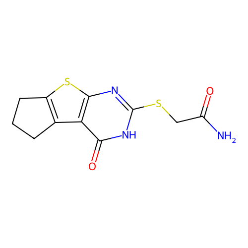 2-((4-oxo-4,5,6,7-tetrahydro-3H-cyclopenta[4,5]thieno[2,3-d]pyrimidin-2-yl)thio)acetamide structure