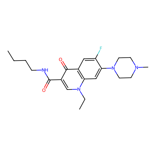 N-butyl-1-ethyl-6-fluoro-7-(4-methylpiperazin-1-yl)-4-oxo-1,4-dihydroquinoline-3-carboxamide structure